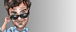 caricature of guy pulling down sun glasses