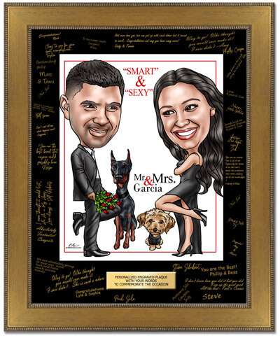 anniversary caricature gift framed
